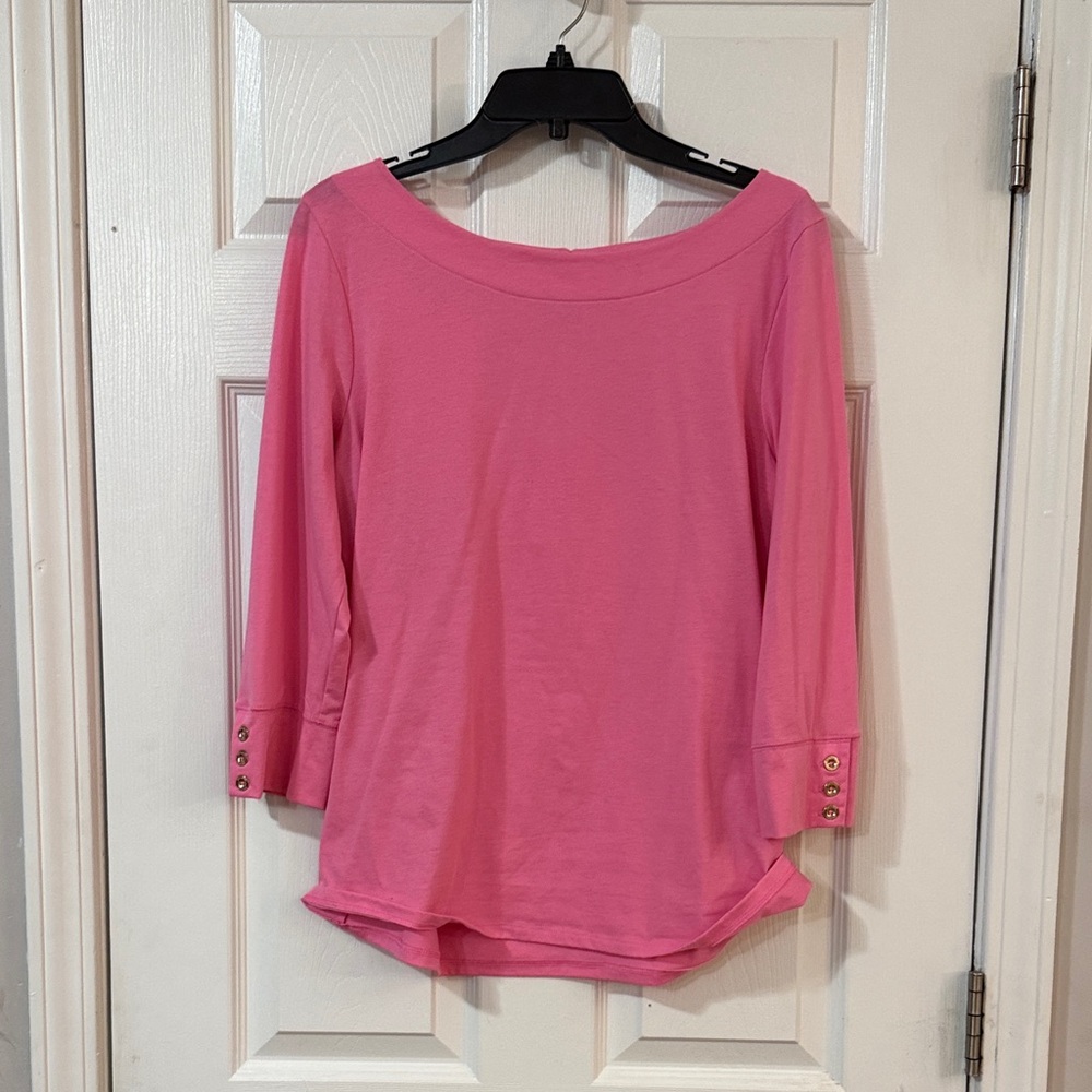 Lilly Pulitzer Pink Women's Top with Button Cuffs